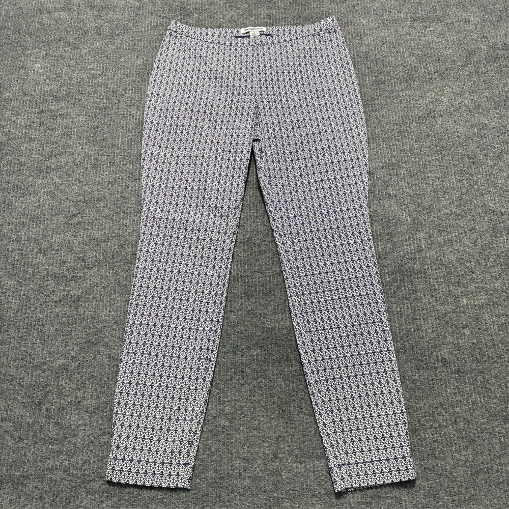 Tommy Bahama Womens Pants Size 4 Blue White Geometric Stretch Side Zip‎ Mid Rise